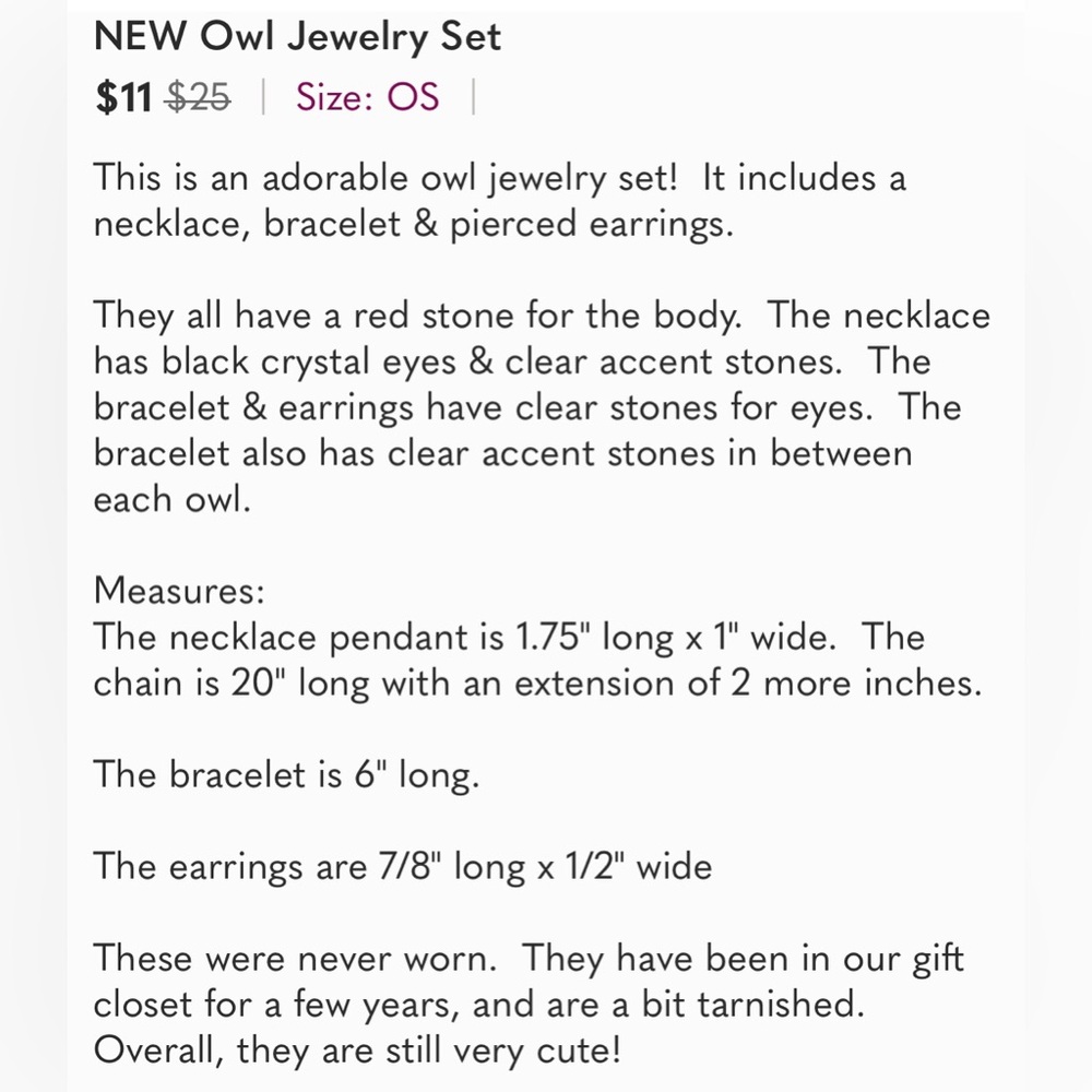 NEW Owl Jewelry Set - Picture 7 of 7
